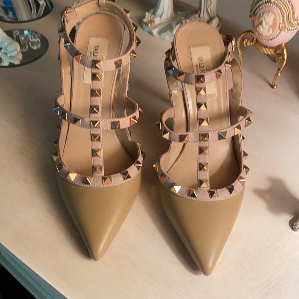 Valentino Tan Rockstud Heels